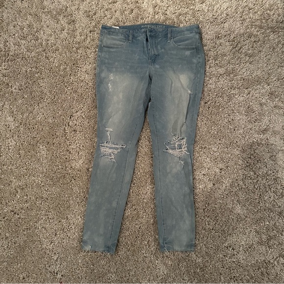 AMERICAN EAGLE Jegging Ripped Jeans Super Super Stretch X4 Size 16 Long - Picture 1 of 6